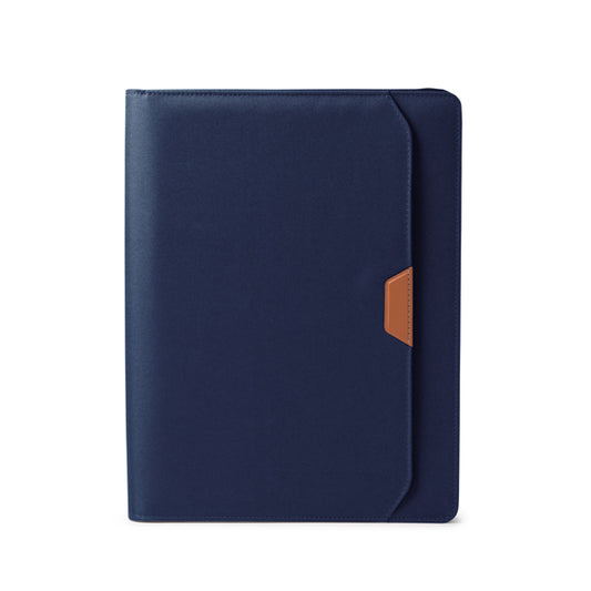 Stamina Veliz RPET and PU leather folder A4 in royal blue, ready for logo printing