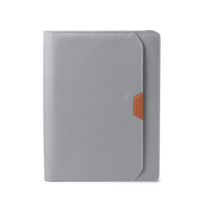 Stamina Veliz RPET and PU leather folder A4 in grey, ready for logo printing