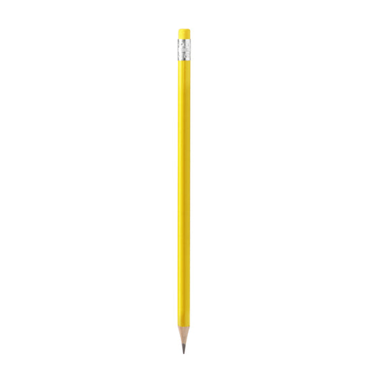 Stamina Tralem round wooden pencil in yellow, ready for logo printing