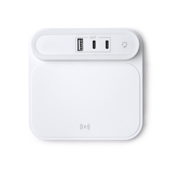Stamina Titanus recycled ABS wireless charger in white, ready for logo printing