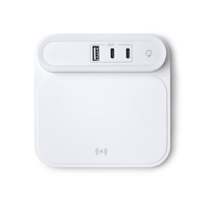 Stamina Titanus recycled ABS wireless charger in white, ready for logo printing