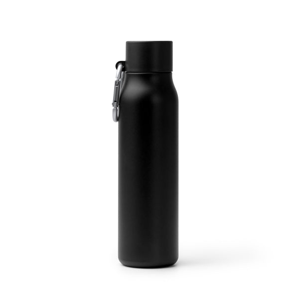 Stamina Cubel recycled stainless steel vacuum flask in black, ready for laser engraving