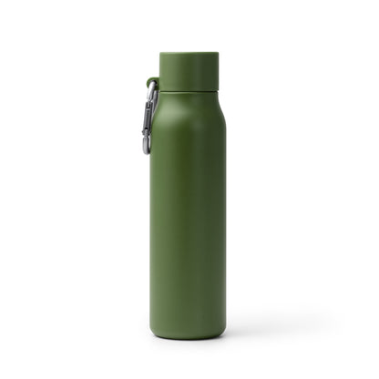 Stamina Cubel recycled stainless steel vacuum flask in dark green, ready for laser engraving