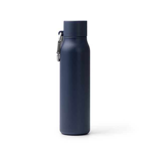 Stamina Cubel recycled stainless steel vacuum flask in navy blue, ready for laser engraving