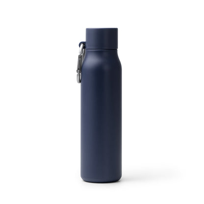 Stamina Cubel recycled stainless steel vacuum flask in navy blue, ready for laser engraving