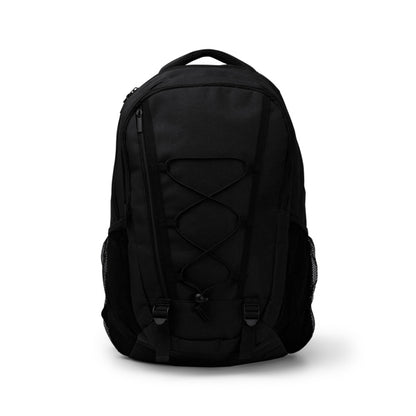 Stamina Donker 600D polyester sports backpack in black, ready for logo printing