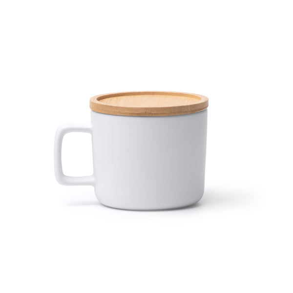 Stamina Molok ceramicbamboo mug 350 ml in white, ready for laser engraving