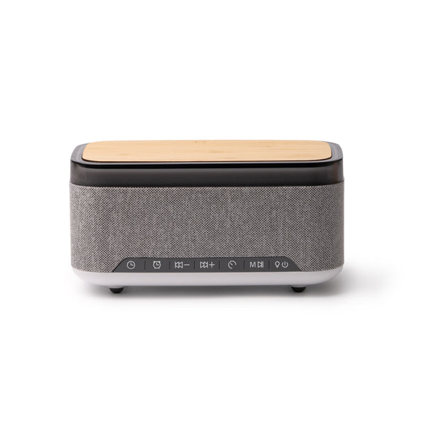 Stamina Mornix RPET and bamboo Bluetooth speaker in heather grey, ready for laser engraving