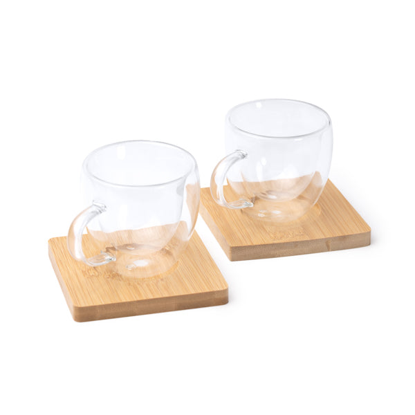 Stamina Robus borosilicate glassbamboo thermal cup 90 ml, ready for laser engraving