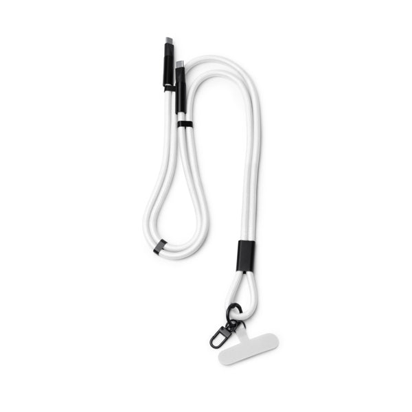 Stamina Denki recycled nylon lanyard in white, ready for laser engraving
