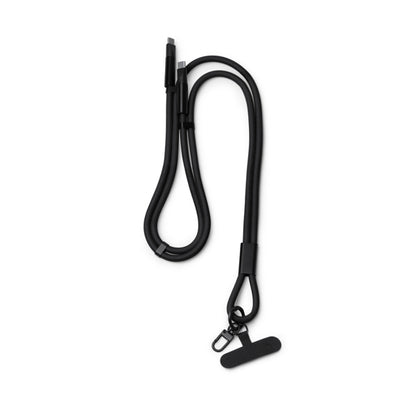Stamina Denki recycled nylon lanyard in black, ready for laser engraving