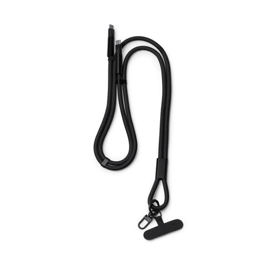 Stamina Denki recycled nylon lanyard in black, ready for laser engraving