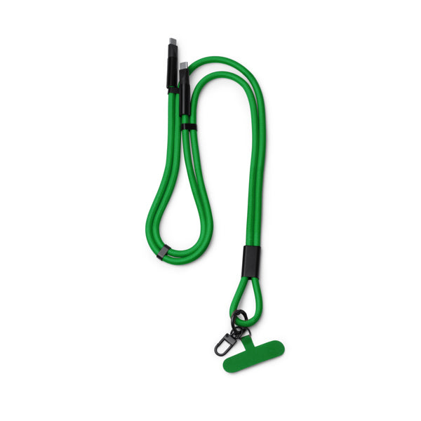 Stamina Denki recycled nylon lanyard in fern green, ready for laser engraving