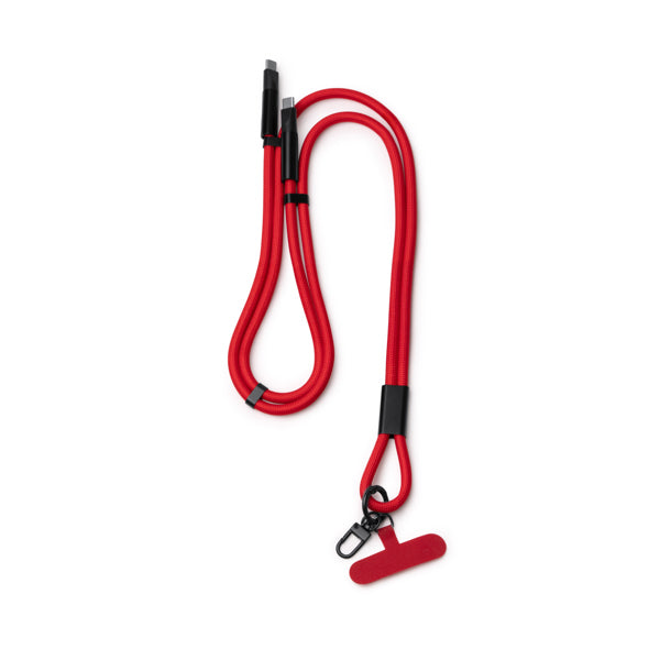 Stamina Denki recycled nylon lanyard in red, ready for laser engraving
