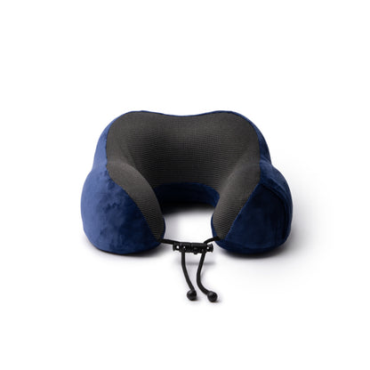 Stamina Destin polyester travel pillow in navy blue, ready for logo printing