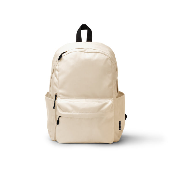 Stamina Tomin 420D recycled nylon backpack in beige, ready for logo printing