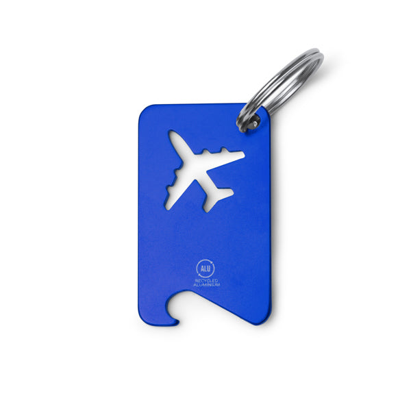 Stamina Flapik recycled aluminium keyring in royal blue, ready for laser engraving
