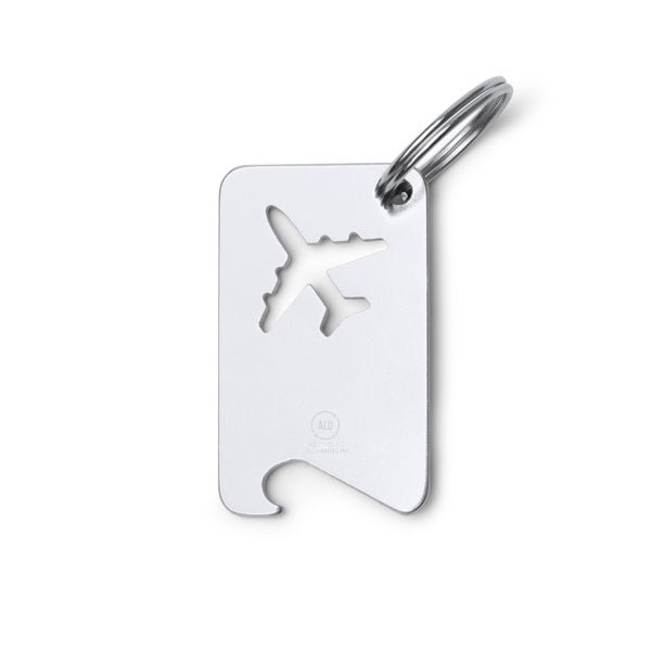 Stamina Flapik recycled aluminium keyring in silver, ready for laser engraving
