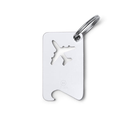 Stamina Flapik recycled aluminium keyring in silver, ready for laser engraving