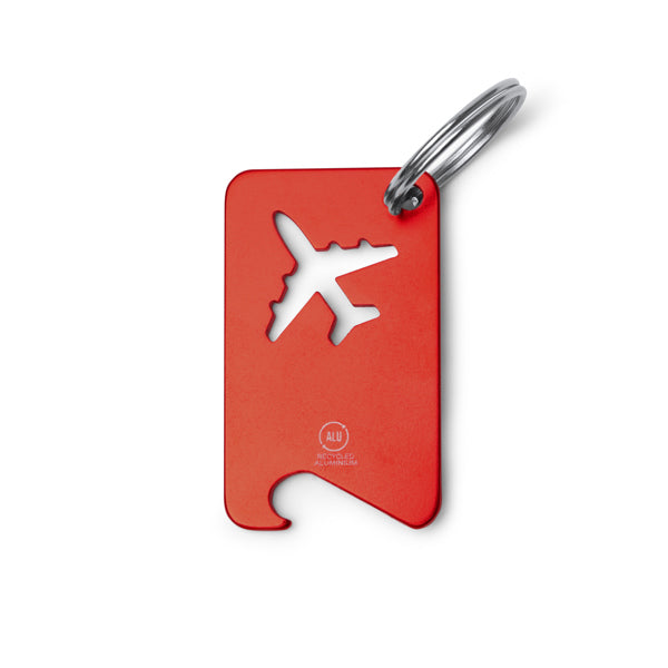 Stamina Flapik recycled aluminium keyring in red, ready for laser engraving