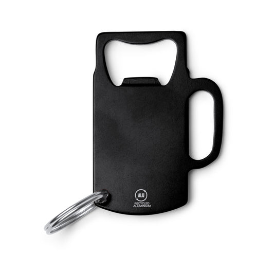 Stamina Artois recycled aluminium keyring in black, ready for laser engraving