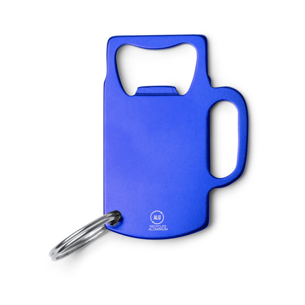 Stamina Artois recycled aluminium keyring in royal blue, ready for laser engraving