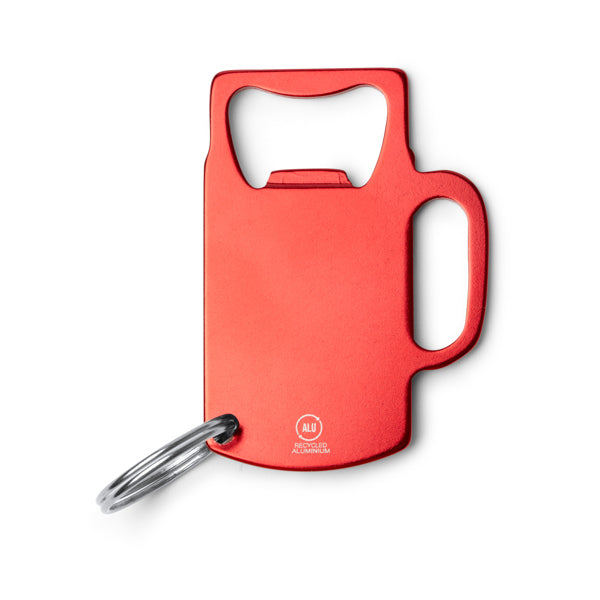 Stamina Artois recycled aluminium keyring in red, ready for laser engraving