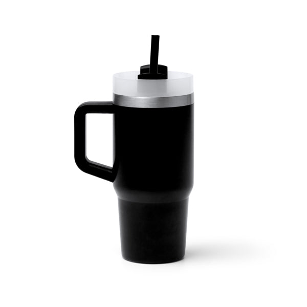 Stamina Gotex recycled stainless steel mug 400 ml in black, ready for laser engraving