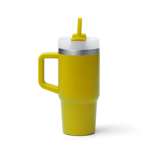 Stamina Gotex recycled stainless steel mug 400 ml in yellow, ready for laser engraving