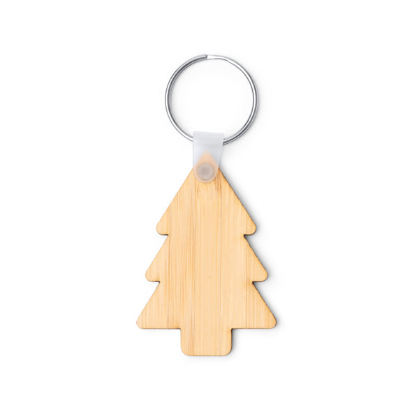 Stamina Lacey bamboo keyring in beige, ready for laser engraving