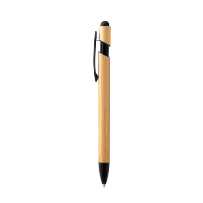 Stamina Vilon bamboo ball pen in black, ready for laser engraving