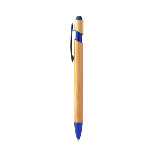 Stamina Vilon bamboo ball pen in royal blue, ready for laser engraving