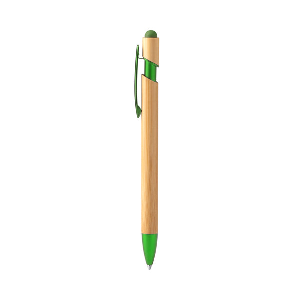Stamina Vilon bamboo ball pen in fern green, ready for laser engraving