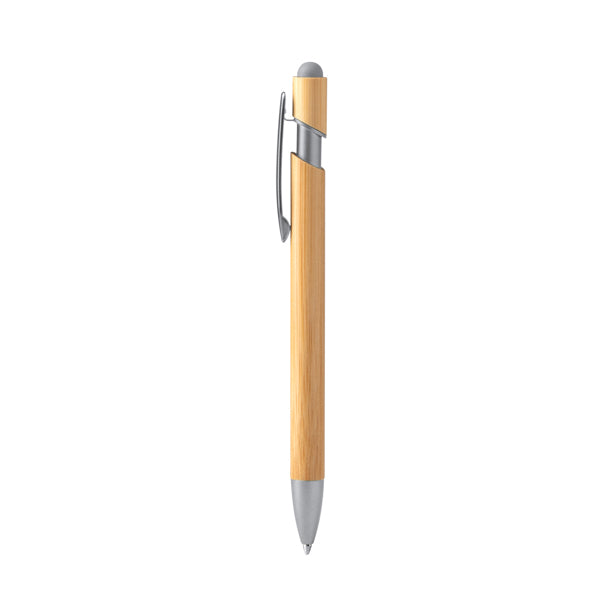Stamina Vilon bamboo ball pen in silver, ready for laser engraving