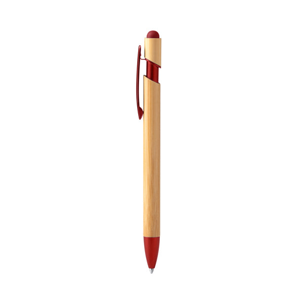 Stamina Vilon bamboo ball pen in red, ready for laser engraving