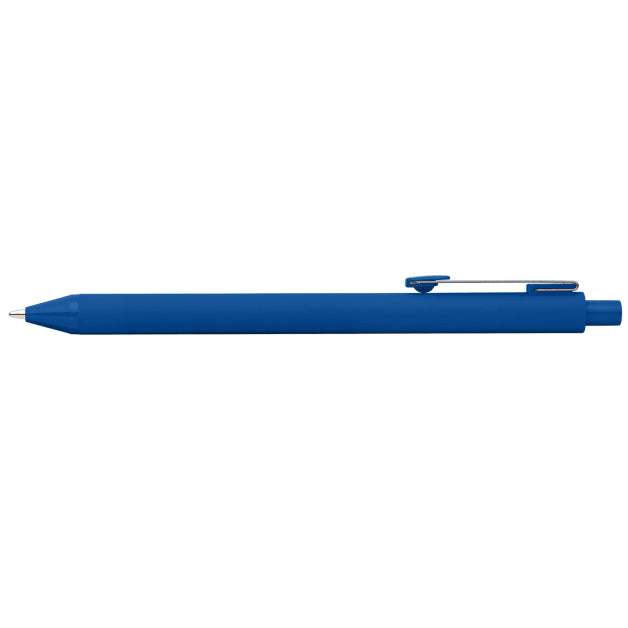 Vela Essentials Recycled Plastic Soft Touch Gel Pen promotional pen in royal blue printed with your company logo