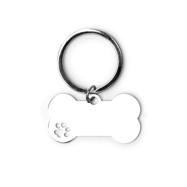 Stamina Chop metal keyring in silver, ready for laser engraving