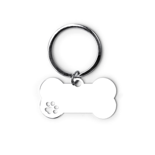 Stamina Chop metal keyring in silver, ready for laser engraving
