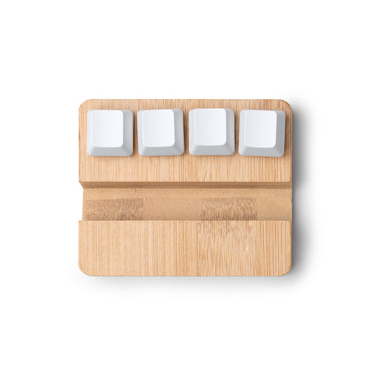 Stamina Clinton bamboo phone stand in beige, ready for laser engraving