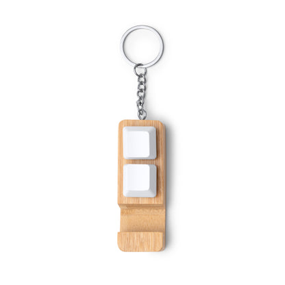 Stamina Galion bamboo keyring in beige, ready for laser engraving
