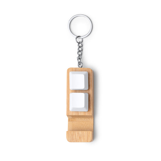 Stamina Galion bamboo keyring in beige, ready for laser engraving