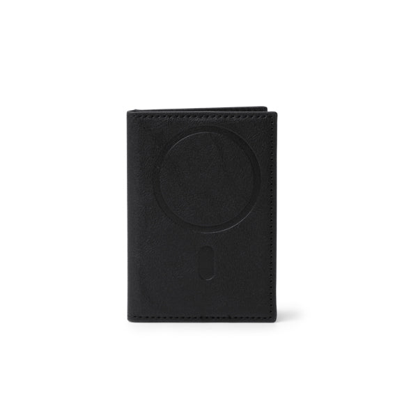 Stamina Karty recycled PU magnetic card holder in black, ready for logo printing