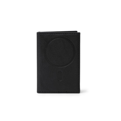 Stamina Karty recycled PU magnetic card holder in black, ready for logo printing