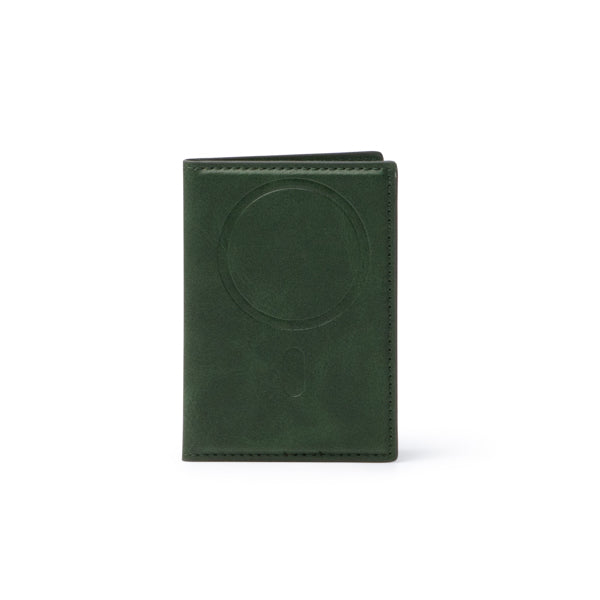 Stamina Karty recycled PU magnetic card holder in dark green, ready for logo printing