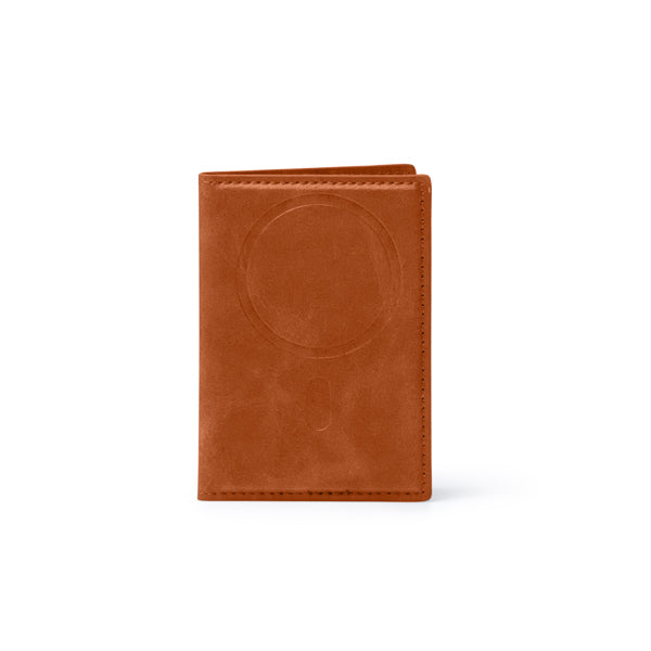 Stamina Karty recycled PU magnetic card holder in brown, ready for logo printing