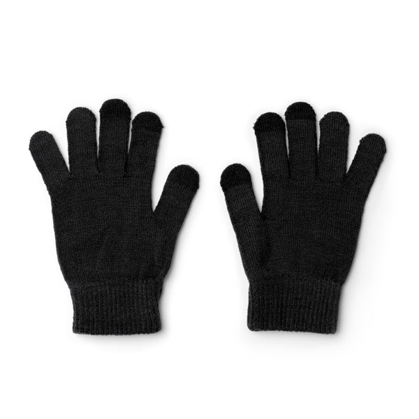 Stamina Windsor RPET touchscreen gloves in black, ready for logo printing
