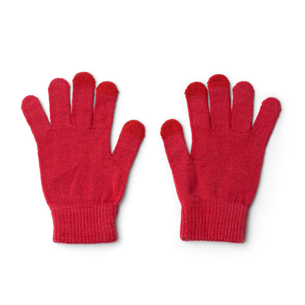 Stamina Windsor RPET touchscreen gloves in red, ready for logo printing