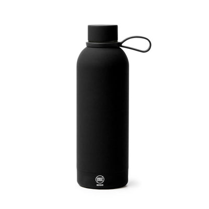 Stamina Sivas recycled stainless steel vacuum flask in black, ready for laser engraving
