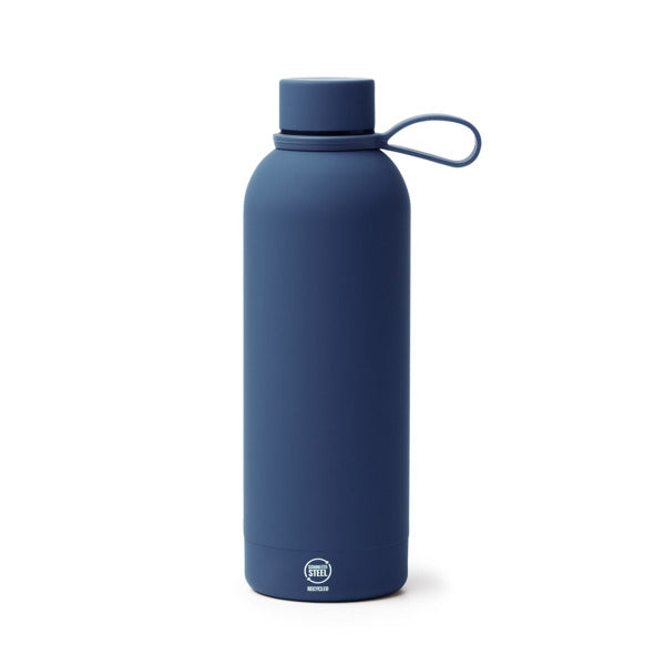 Stamina Sivas recycled stainless steel vacuum flask in navy blue, ready for laser engraving