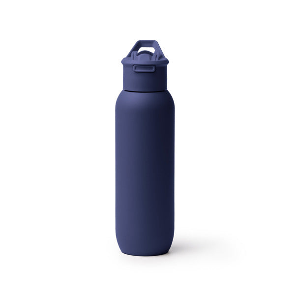 Stamina Bulgon recycled stainless steel vacuum flask in navy blue, ready for laser engraving